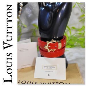 LOUIS VUITTON Red Vernis Triple Tour Bracelet Authentic EXCELLENT CONDITION